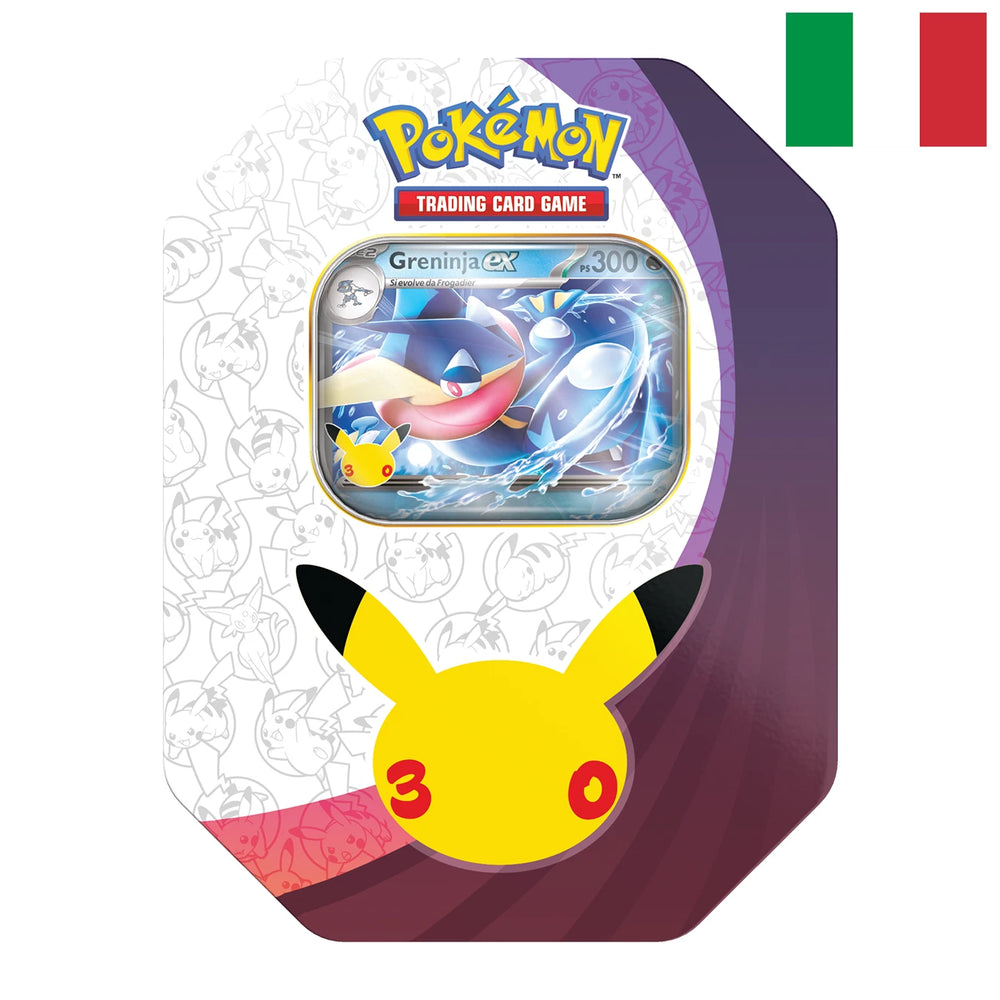 1X Pokemon 30 anniversario tin box da collezione greninja ex O sylveon ex in italiano