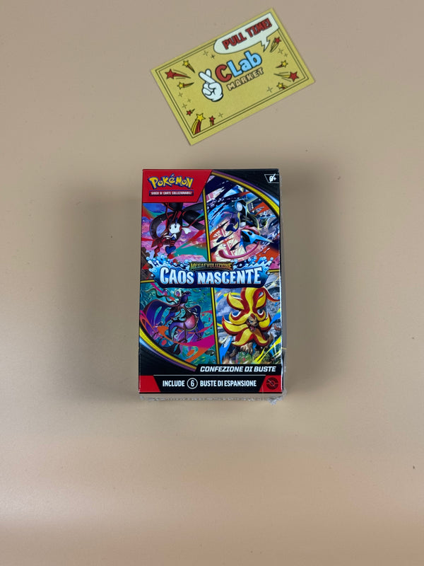 Bundle di sei bustine protettive sigillate di Pokémon Caos Nascente ITA