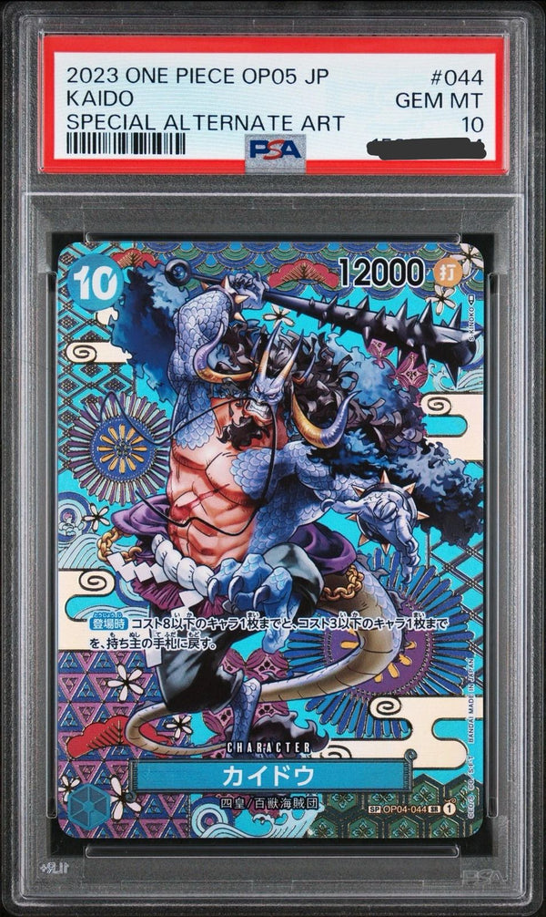 Carta gradata Kaido 044 PSA 10 in slab da One Piece Awakening of the New Era JP