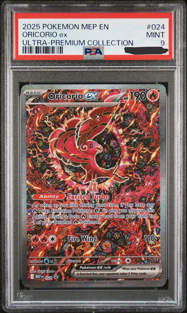 Carta Pokémon Oricorio ex 024 gradata PSA 9 in custodia rigida slab
