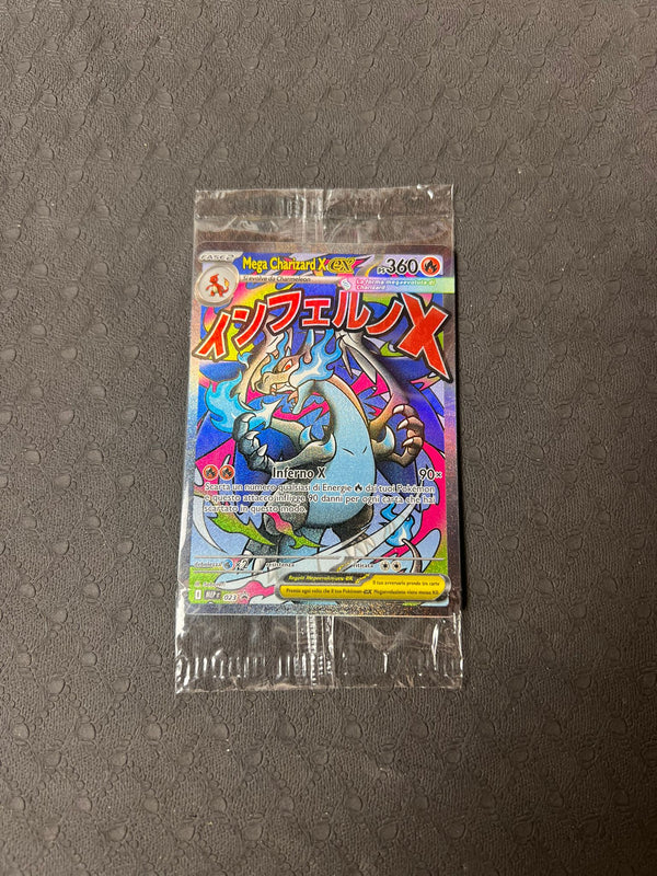 Carte promozionali sigillate Mega Charizard X ex e Oricorio ex in italiano