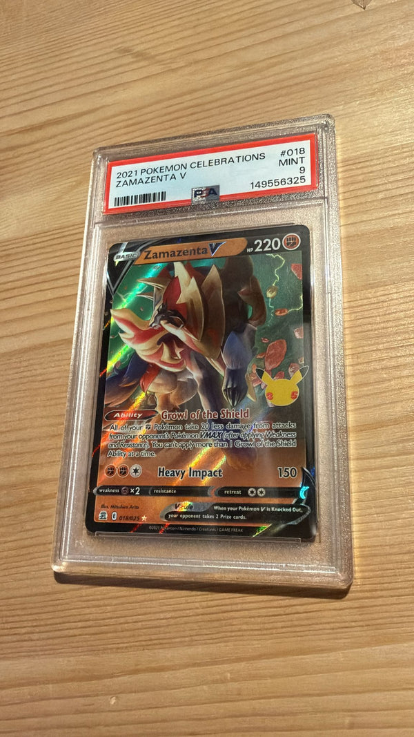 Carte Pokémon Zacian V e Zamazenta V PSA 9 in slab protettiva