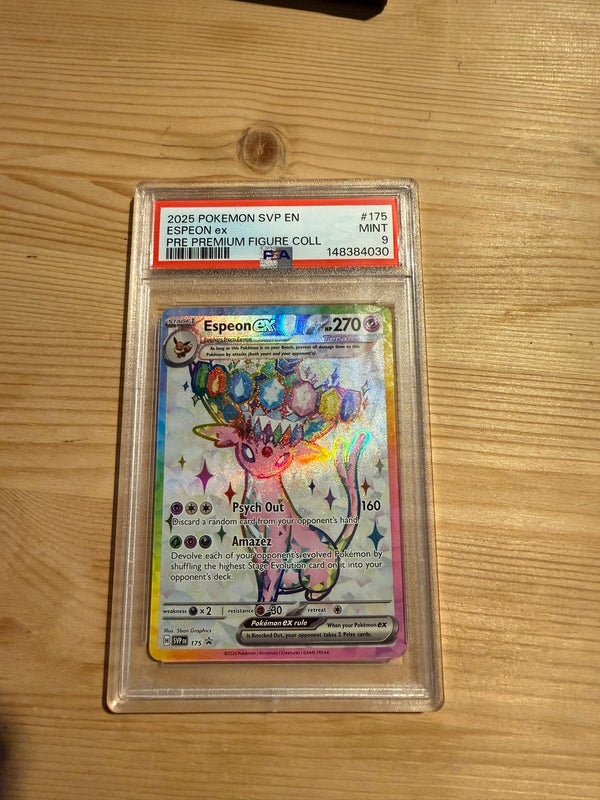 Carta Pokémon Espeon ex 175 gradata PSA 9 all'interno della slab ufficiale