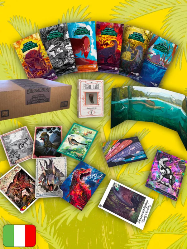 Tre deck box a tema dinosauri e un raccoglitore Ultra Pro nero