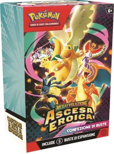 Bundle sigillato con sei buste d'espansione Pokémon Ascesa Eroica in italiano