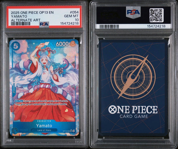Carta gradata PSA 10 Yamato 054 Alternate Art OP13 inglese in slab