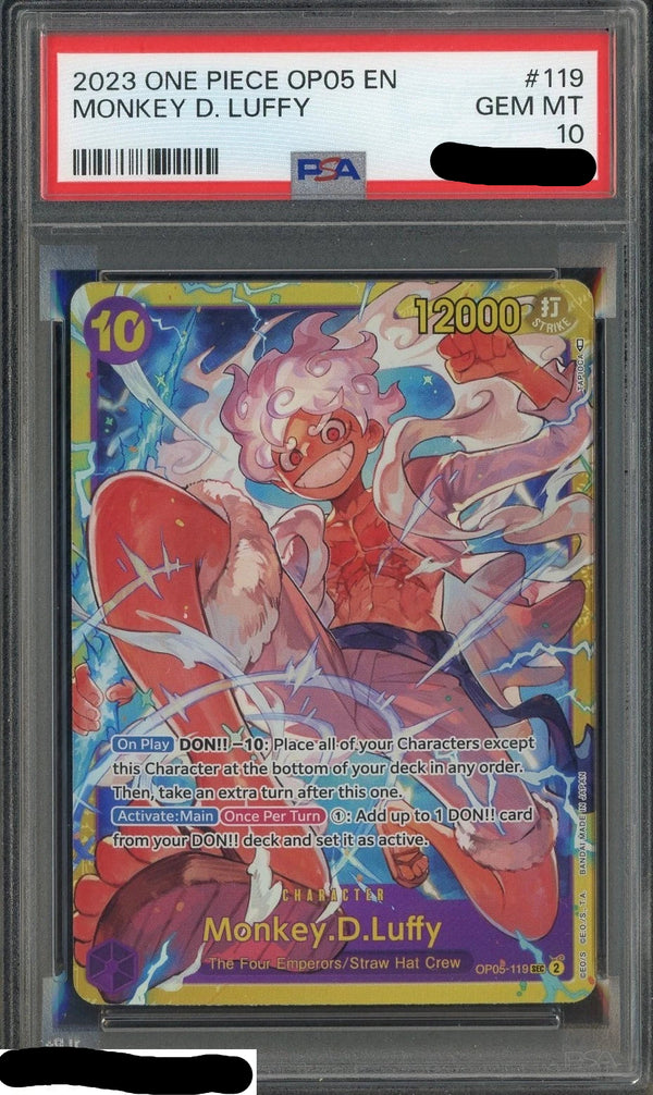 Carta gradata One Piece Monkey D. Luffy PRB01 119 PSA 10 inglese in custodia