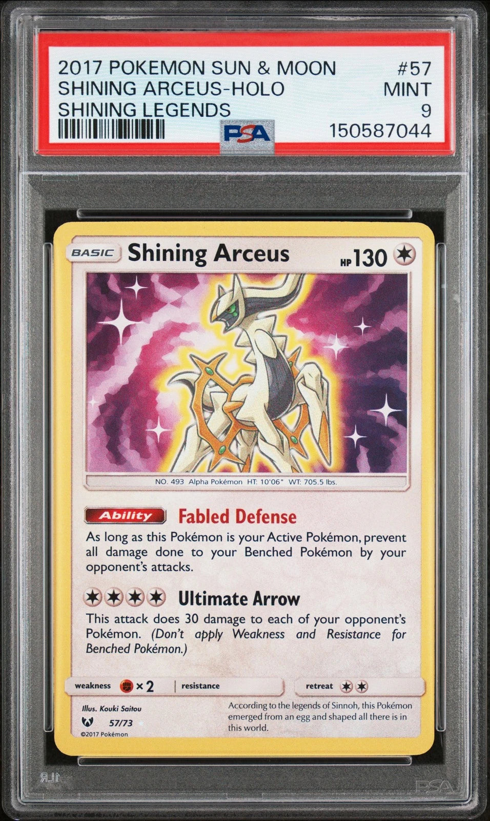 Shining Arceus Holo 57 PSA 9 MINT – Pokémon Shining Legends 2017 ENG – Cert. #150587044