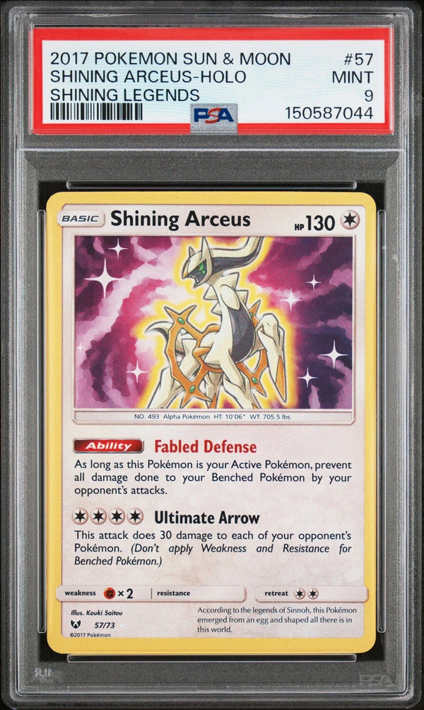 Carta Pokémon Shining Arceus Holo 57 in slab gradata PSA 9 MINT Shining Legends