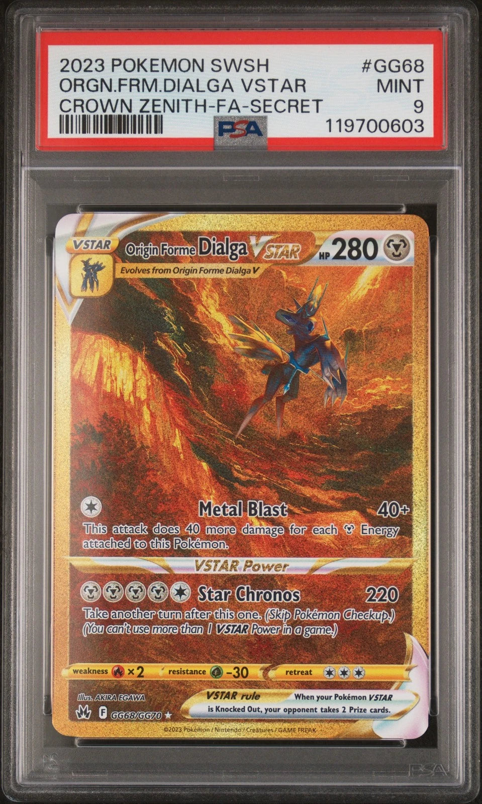 Origin Forme Dialga VSTAR GG68/GG70 – PSA 9 MINT – Pokémon Crown Zenith ENG