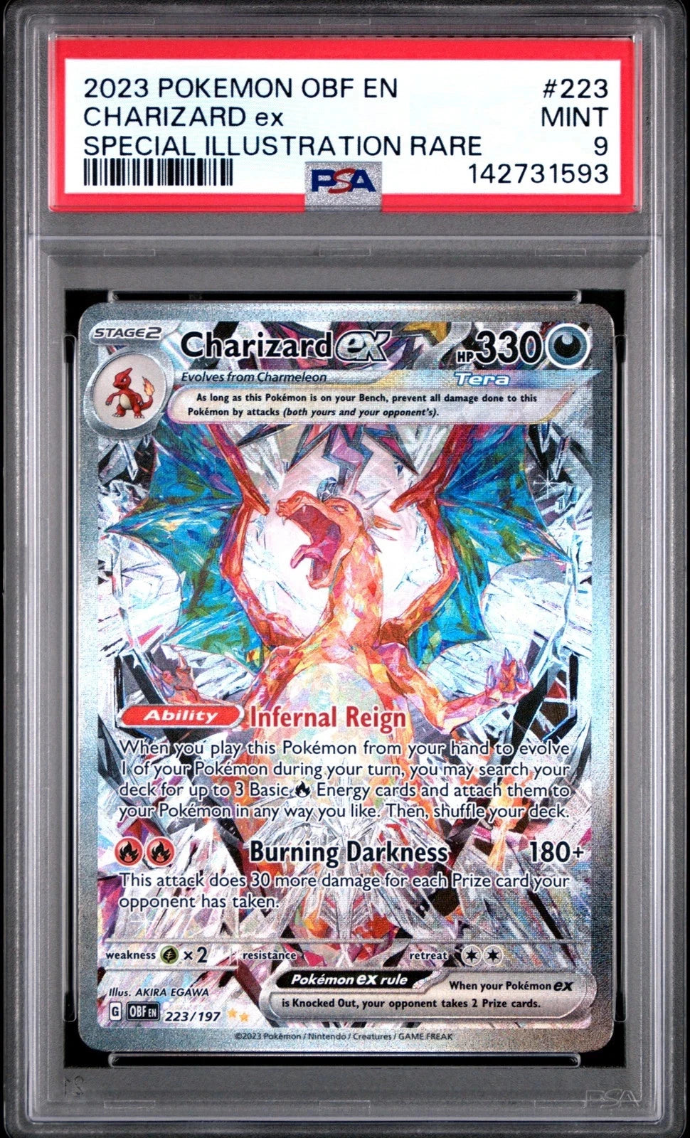 Pokemon Card Charizard EX Obsidian Flames 223/197 Special Ill. Rare PSA 9 Eng