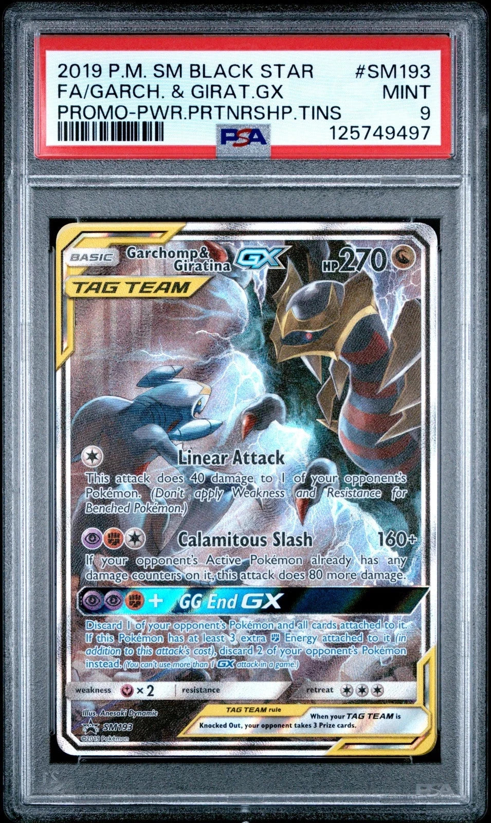 Pokemon Card Garchomp & Giratina Gx SM193 Power Partnership Tins Promo EN PSA 9