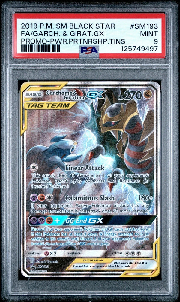 Carta promozionale Garchomp & Giratina GX SM193 in lingua inglese, in slab protettivo PSA 9