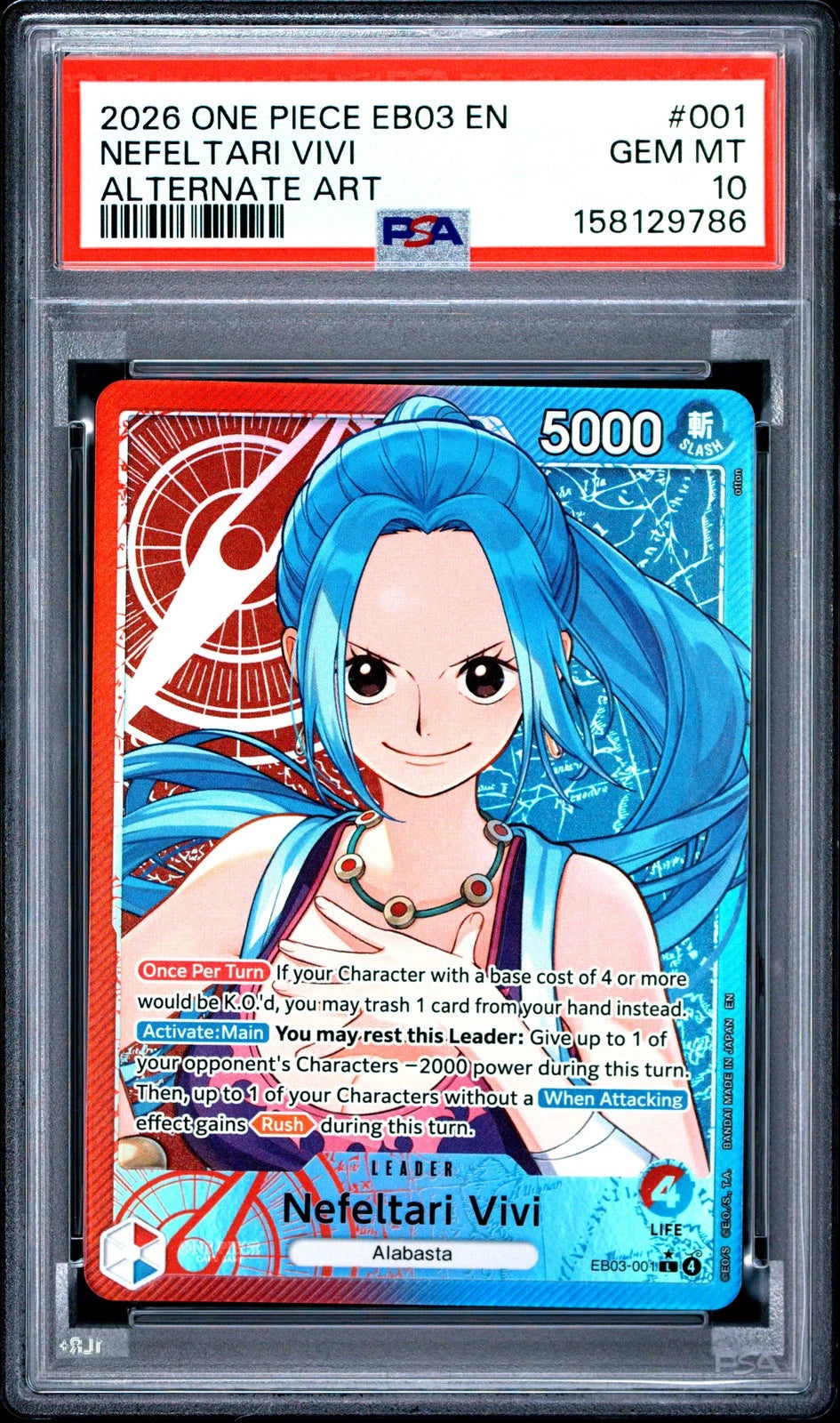 One Piece Card Nefeltari Vivi  #001 ENG PSA 10 (ASTA)