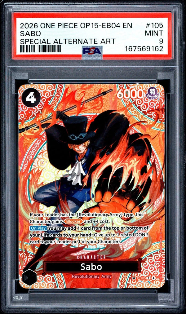 ONE PIECE SABO #105 Special Alt Art OP15-EB04 PSA 9 English