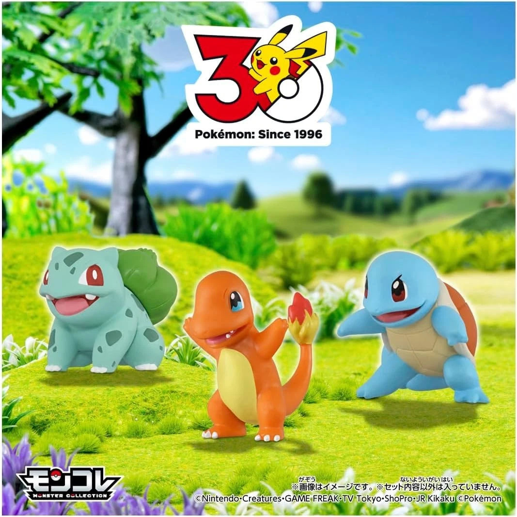 GEN 1 Pokémon 30th Anniversary Takara Tomy Figures Bulbasaur Charmander Squirtle
