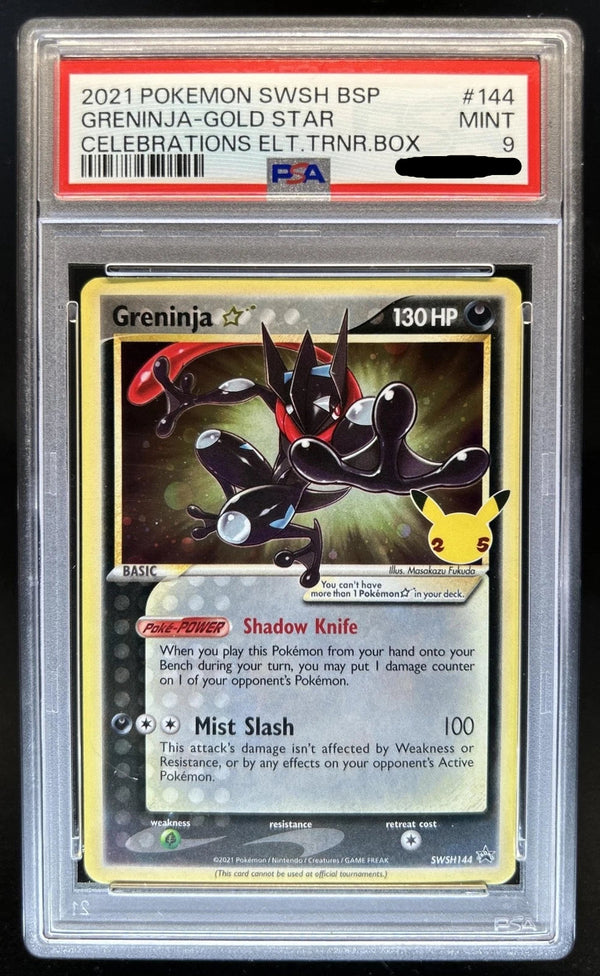 Carta gradata Pokémon Greninja SWSH144 Black Star Promo PSA 9 per asta in slab