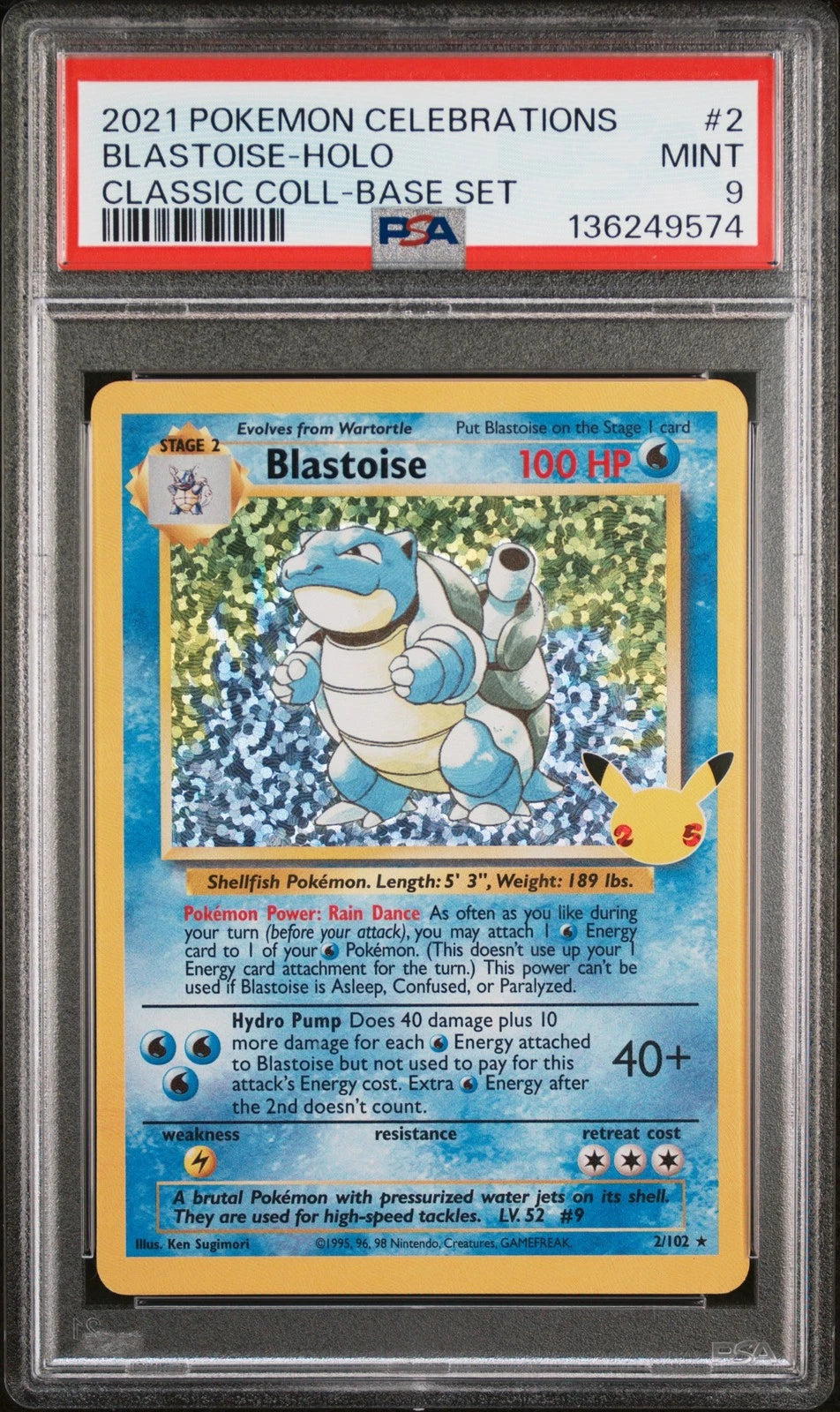 Blastoise Holo #2 PSA 9 - Celebrations Classic Collection - Pokémon ENG