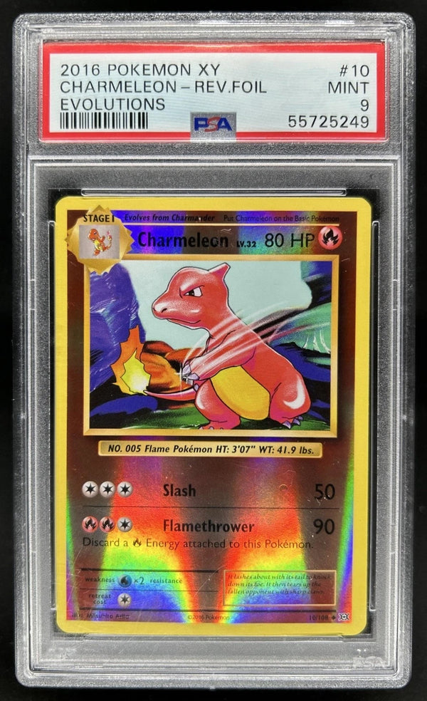 Carta Charmeleon Reverse Holo XY Evolutions gradata PSA 9