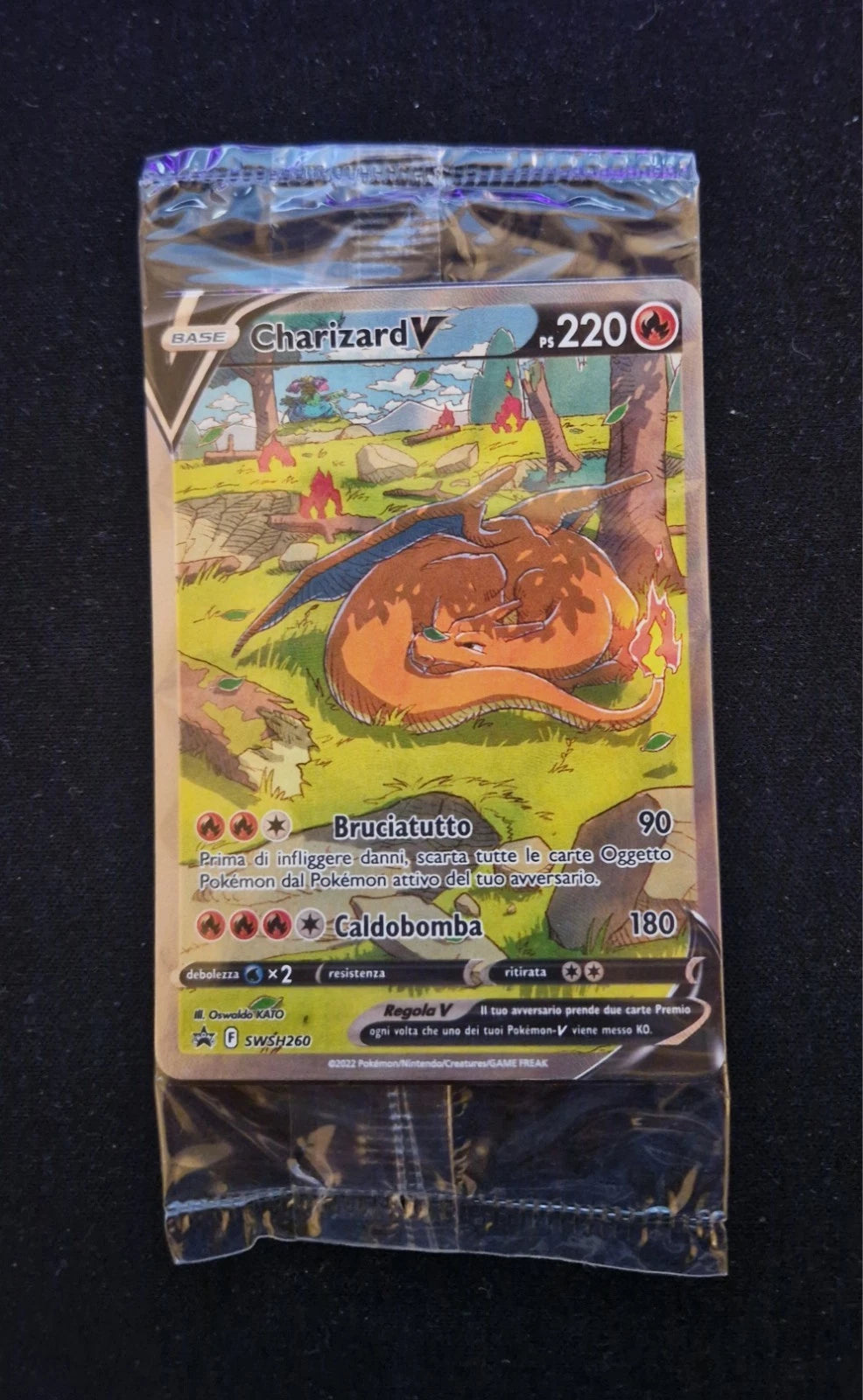 Tris di carte sigillate Charizard V, VMAX e VSTAR Black Star Promo