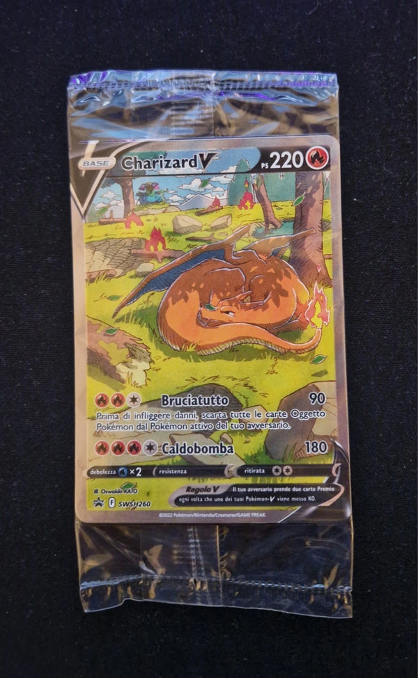 Tris di carte sigillate Charizard V, VMAX e VSTAR Black Star Promo