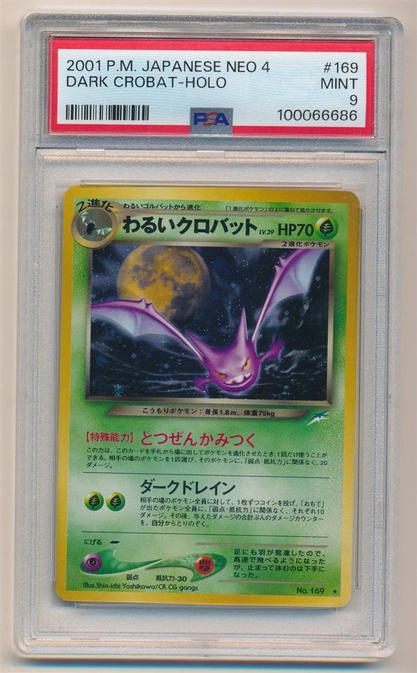 Carta Pokémon Dark Crobat Holo PSA 9 Neo 4 in slab