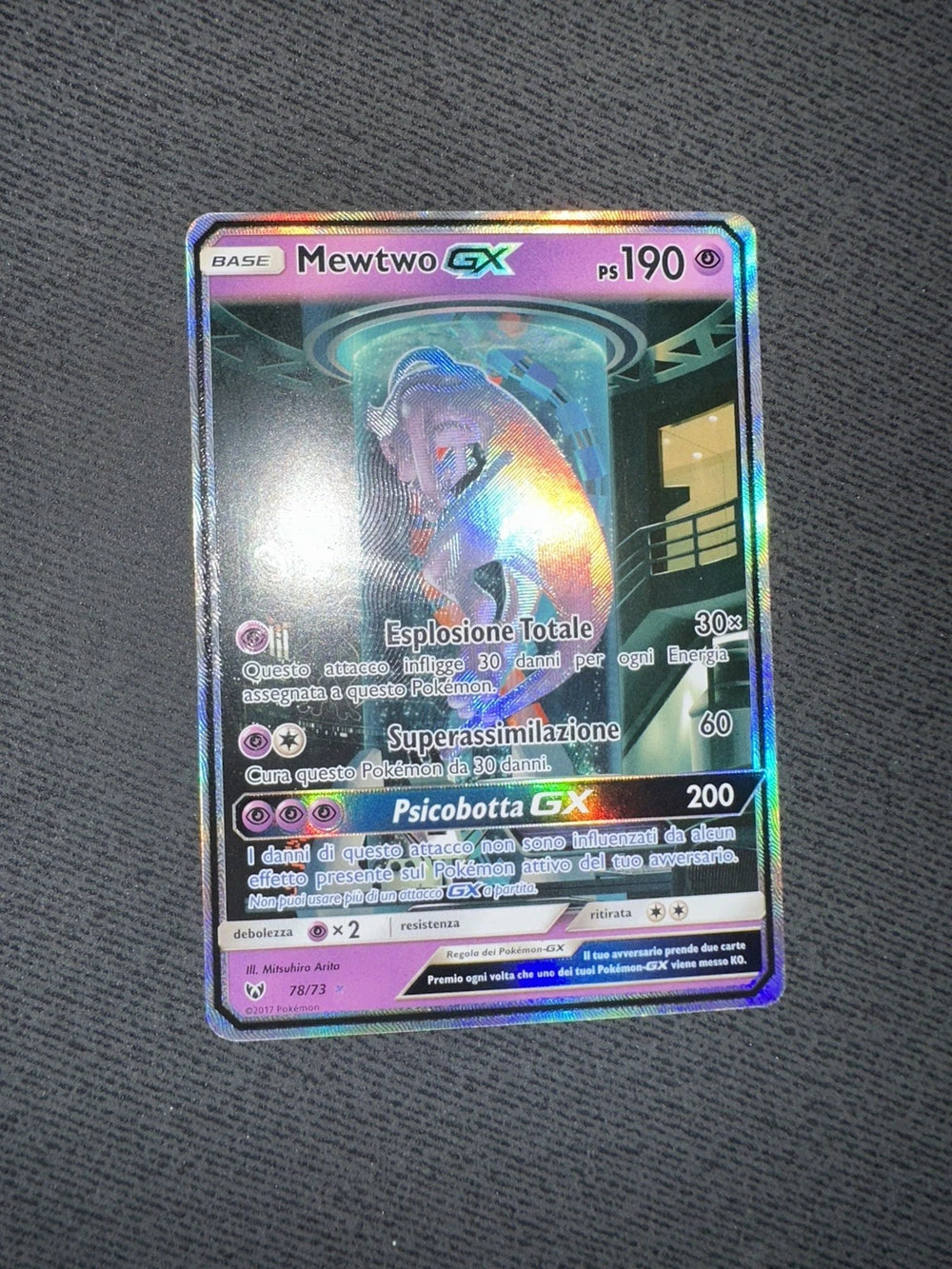Carta Pokémon Mewtwo GX 78/73 Leggende Iridescenti in condizioni Excellent