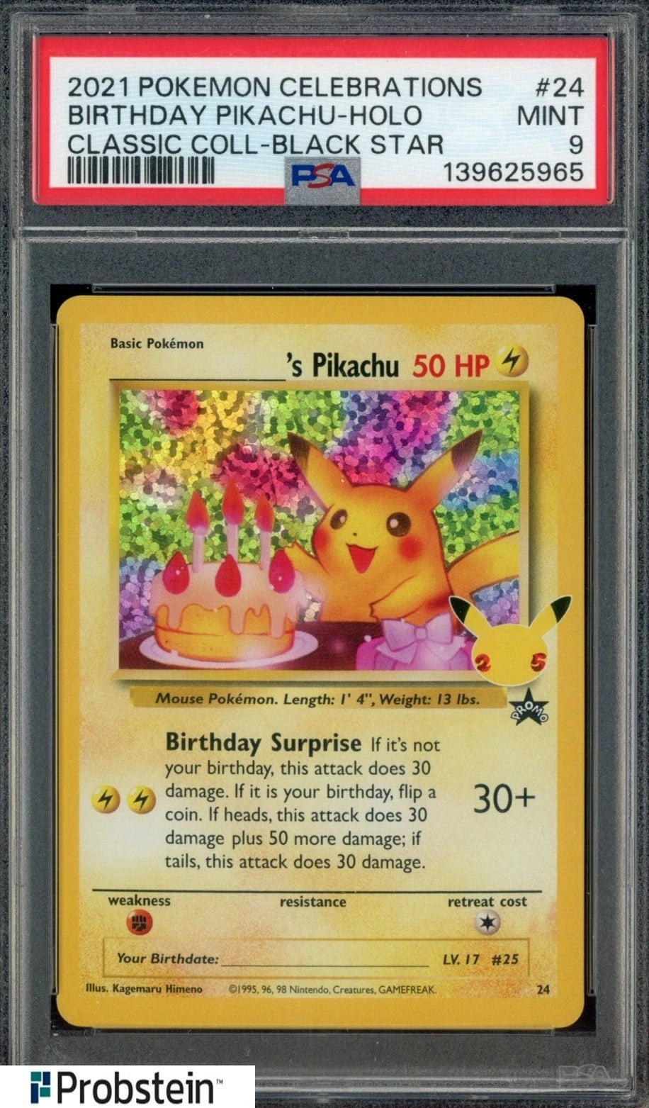 Birthday Pikachu PSA 9 - Celebrations 25 th anniversary  - Pokémon ENG