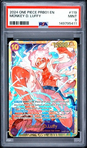 Carta One Piece Monkey D. Luffy PRB01 119 gradata PSA 9 in slab protettiva trasparente