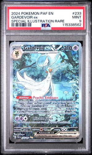 Carta gradata Gardevoir ex PSA 9 in slab protettiva Paldean Fates Special Illustration