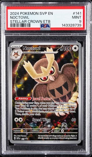 Carta Pokémon Noctowl promo 141 PSA 9 Stellar Crown in slab
