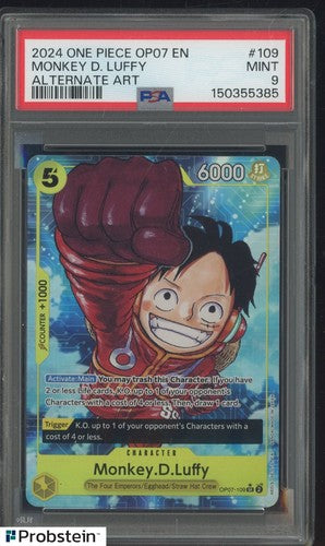 Carta One Piece Monkey D. Luffy 109 Alternate Art PSA 9 in slab