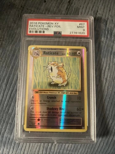Carta Pokémon Raticate Reverse XY Evolutions PSA 9 in slab