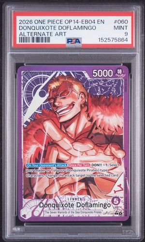 Carta gradata Donquixote Doflamingo Alternate Art PSA 9 in slab One Piece