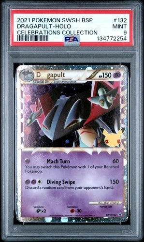 Carta Pokémon Dragapult Prime Holo Celebrations PSA 9 in slab