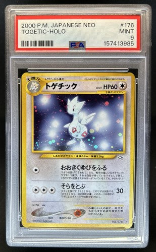 Carta vintage Togetic 176 PSA 9 Neo Genesis Pokémon giapponese in slab