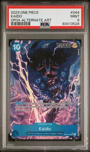 Carta gradata Kaido 044 One Piece OP04 Kingdoms of Intrigue PSA 9 in slab